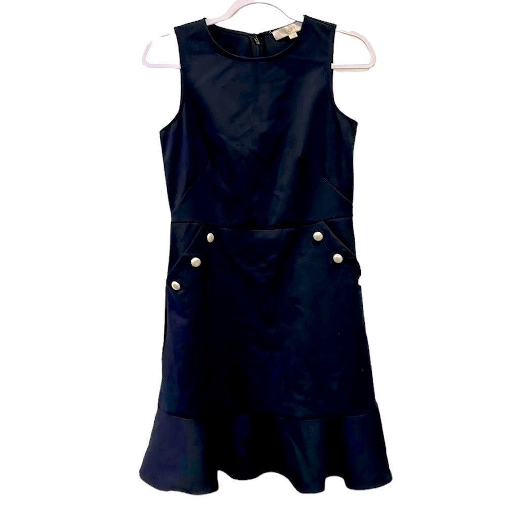 Loft Black Ruffle Pearl Button Dress 0 Date Nightββββ